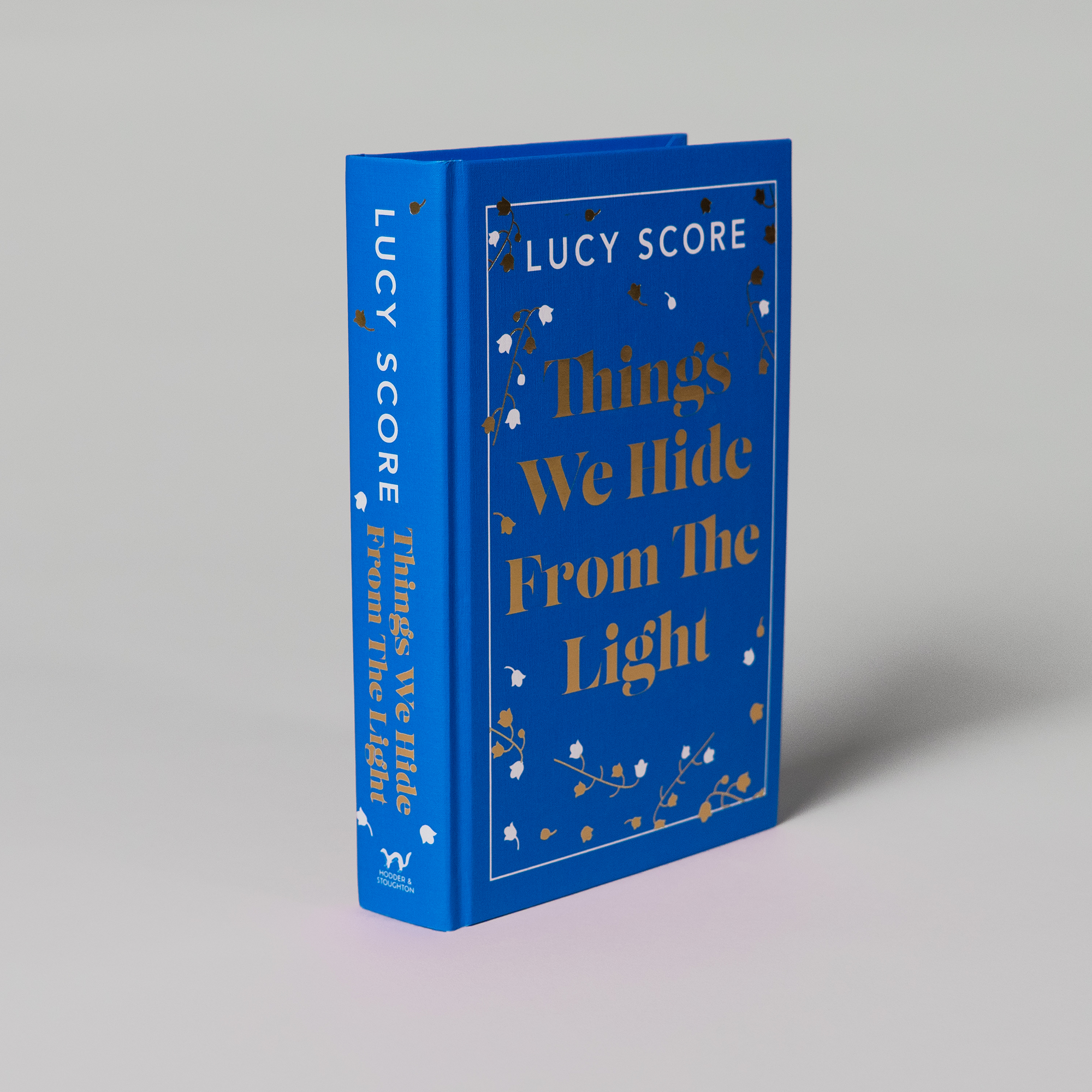 Things We Hide from the Light, a hardback with a blue cover and gold foil